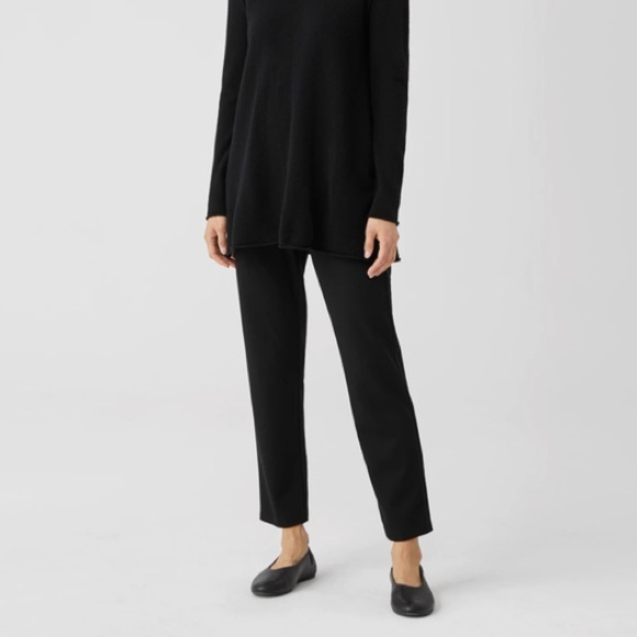 Eileen Fisher Black Pleated Wool Viscose Trouser Pants Size 10 - Picture 1 of 8